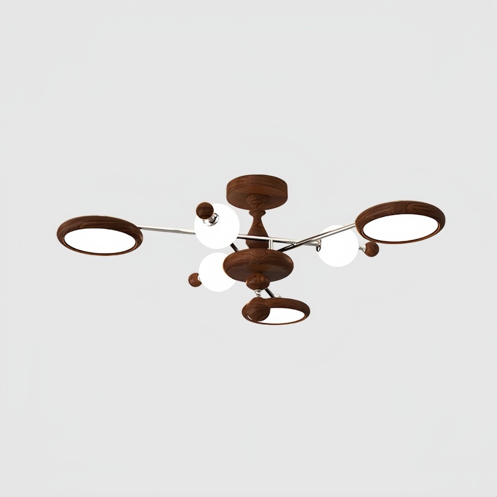Walnoot Sputnik Plafondlamp - Retro Vertakte Lamp voor Slaapkamer HL1325