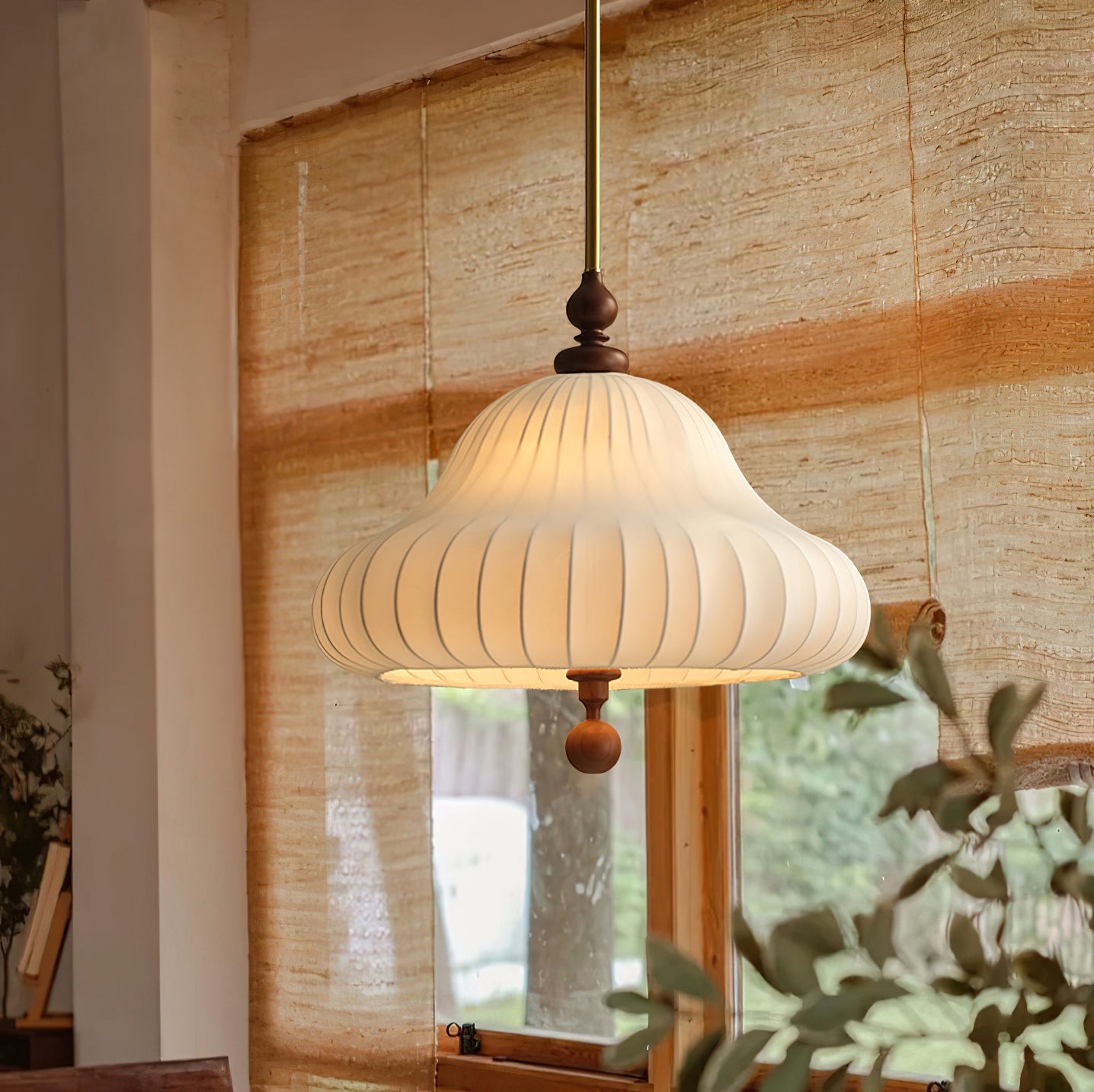 Moderne creatieve retro Wabi-Sabi-stijl stoffen houten hanglamp HL553