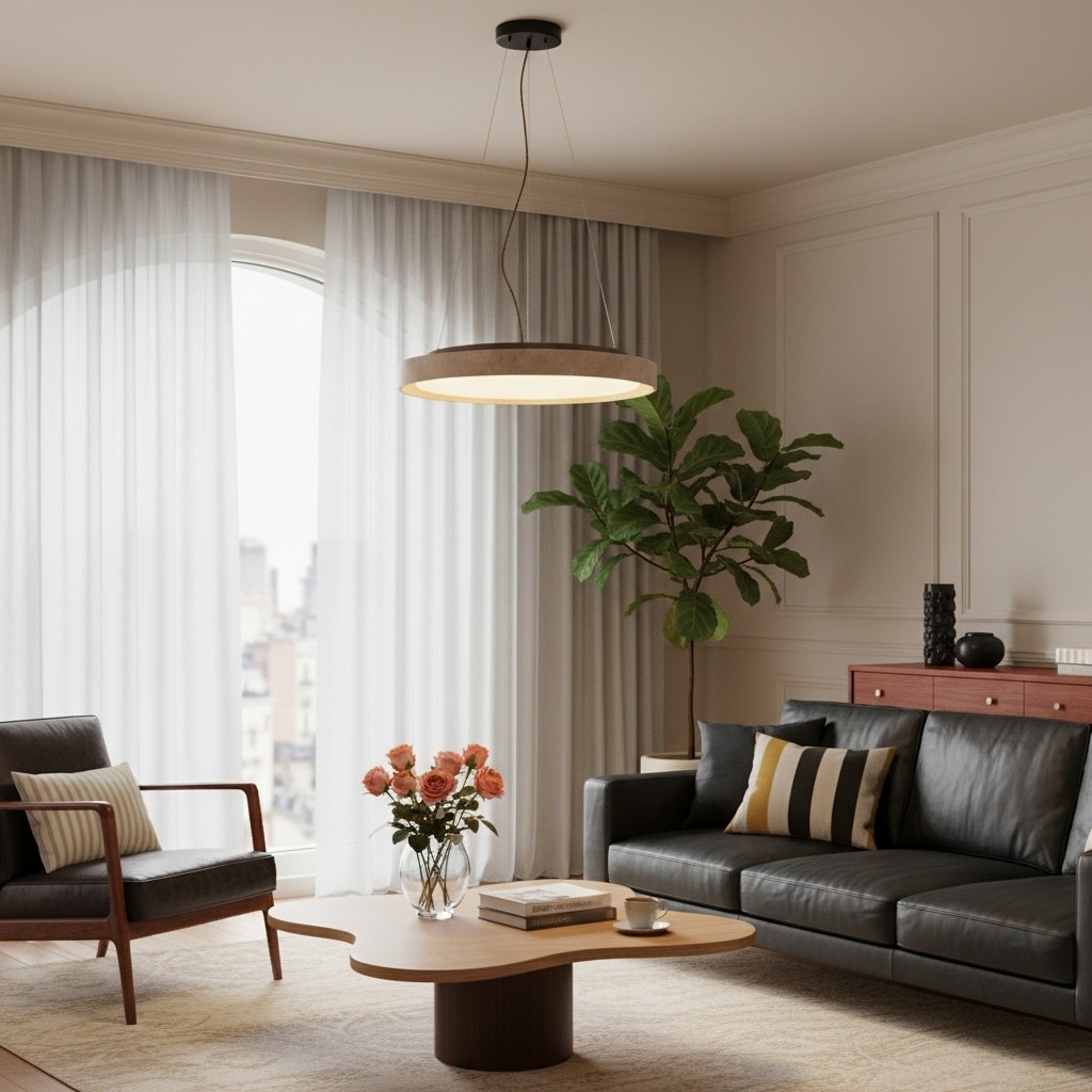Miravelle minimalistische hanglamp met natuurstenen kap voor de eetkamer HL2464
