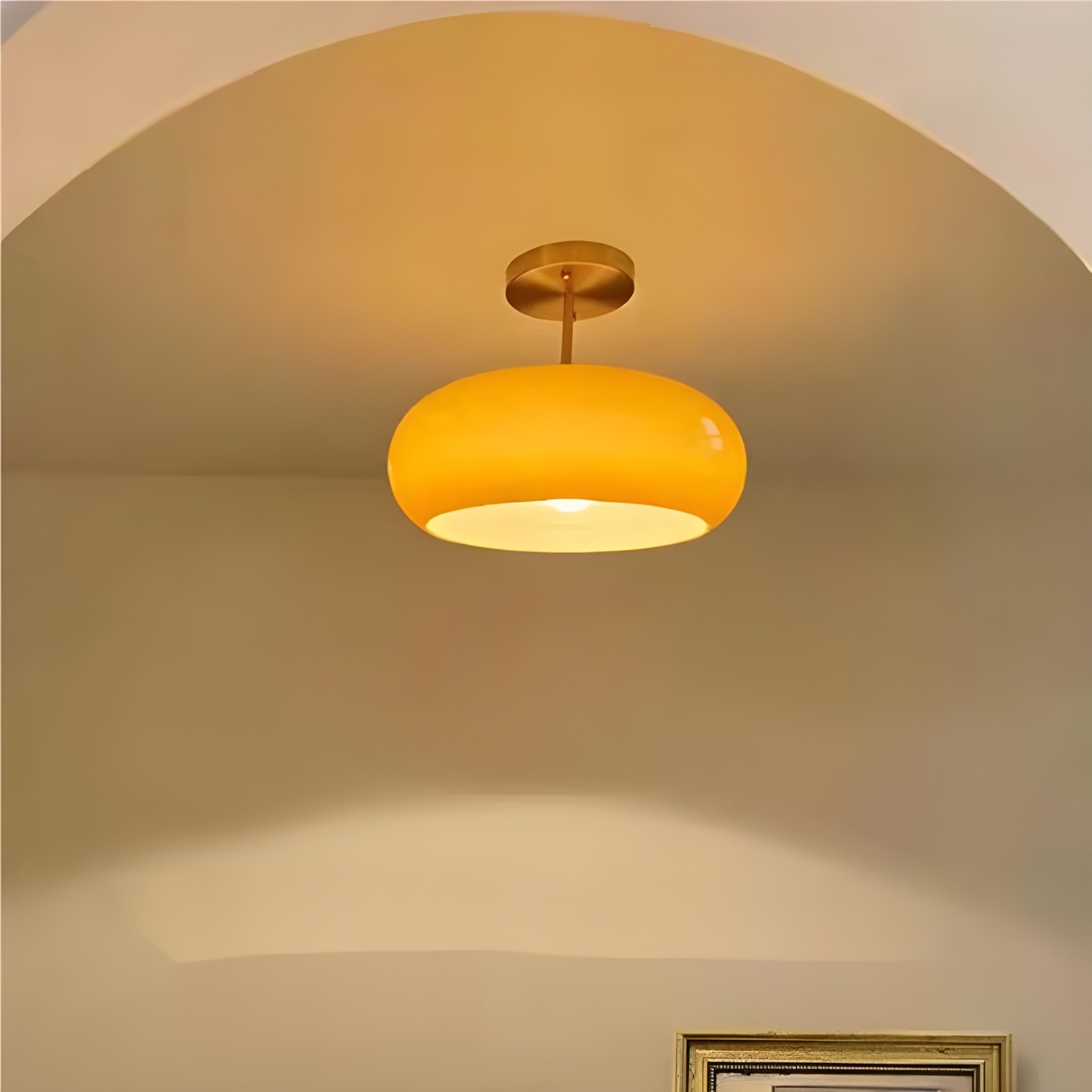 Retro messing schijf Bauhaus glazen plafondlamp HL167