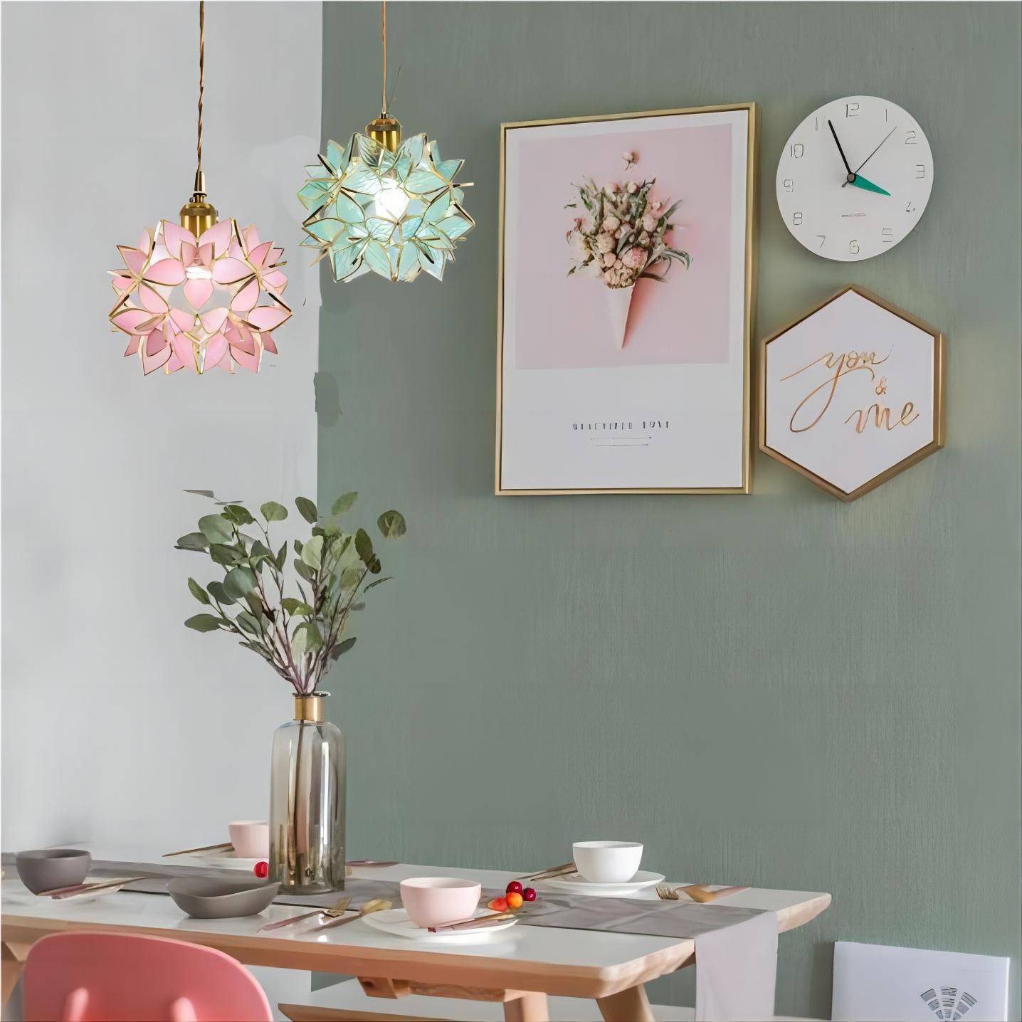 Romantische Handgeblazen Glazen Bloemen Hanglamp HL85