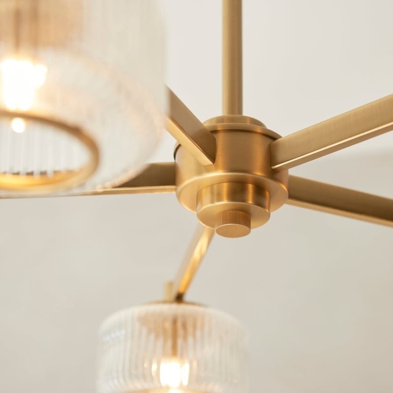 Canovus plafondarmatuur met geribbeld glas - Industriële metalen woonkamerlamp HL2226