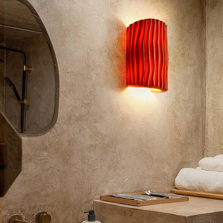 Cilinder geribbelde wandlamp van hars HL224