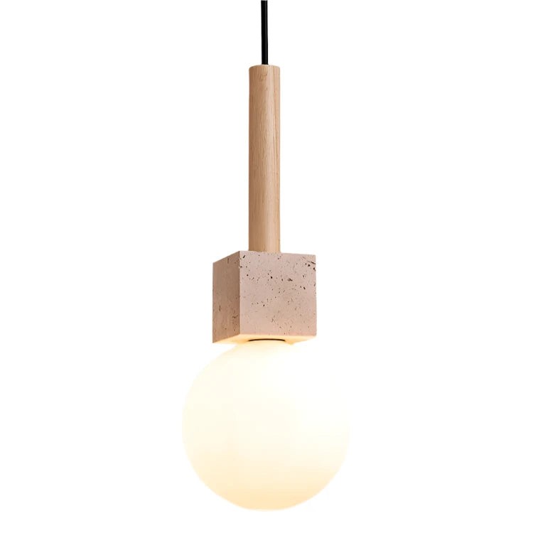 Moderne hanglamp in de vorm van een travertinkubus HL3481