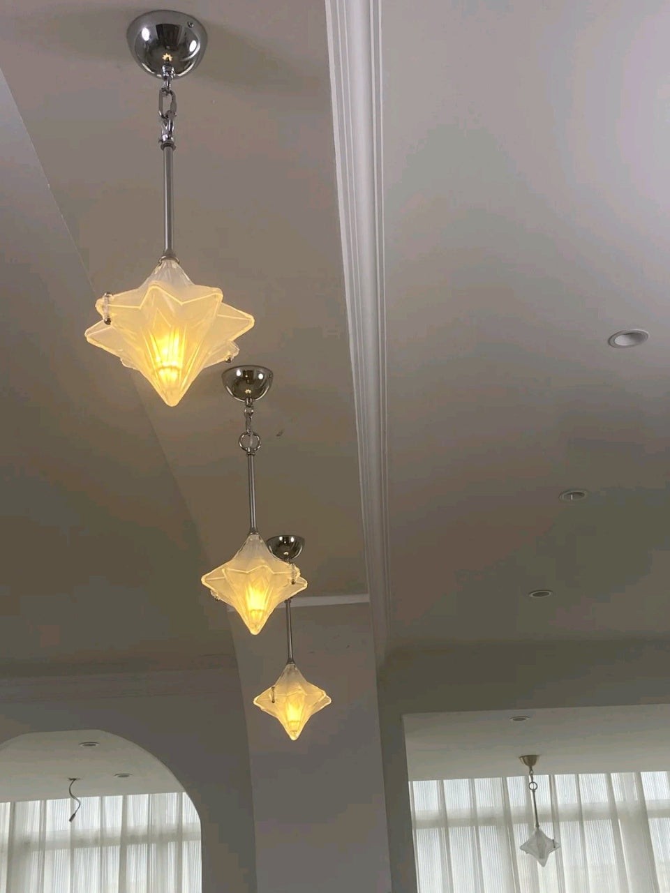 Art Deco Astris Elara Star hanglamp - hanglamp van matglas met geometrische stijl HL1792