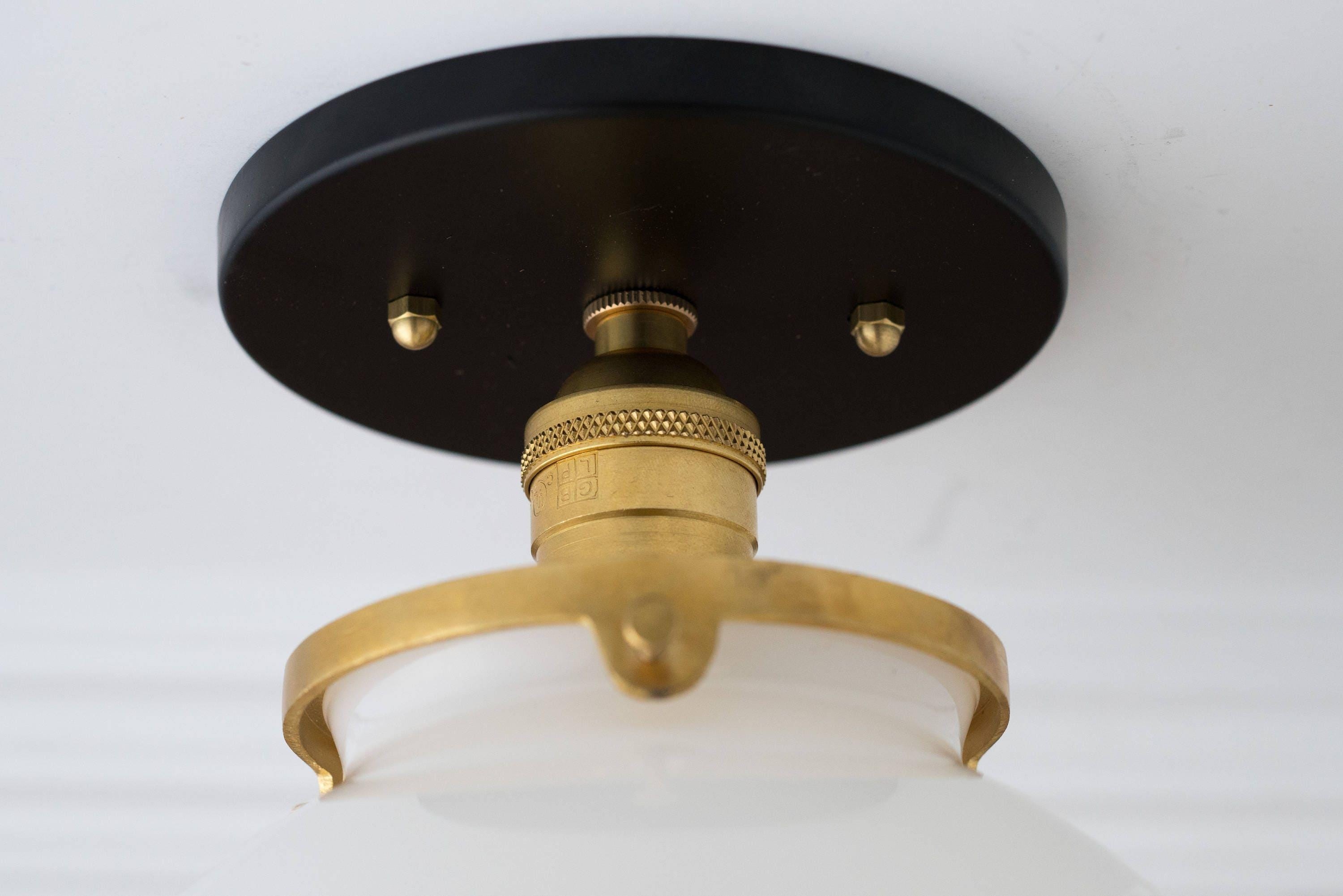Glorica Glazen Mid Century Semi-Flush Plafondlamp - Witte Opaal Glazen Bol Armatuur HL1730