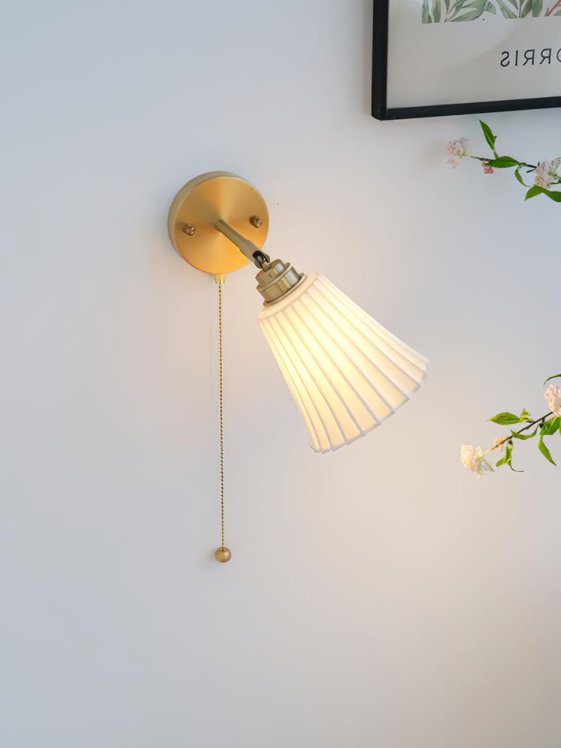 Moderne trekkoord metalen keramiek binnenwandlamp voor slaapkamer HL863