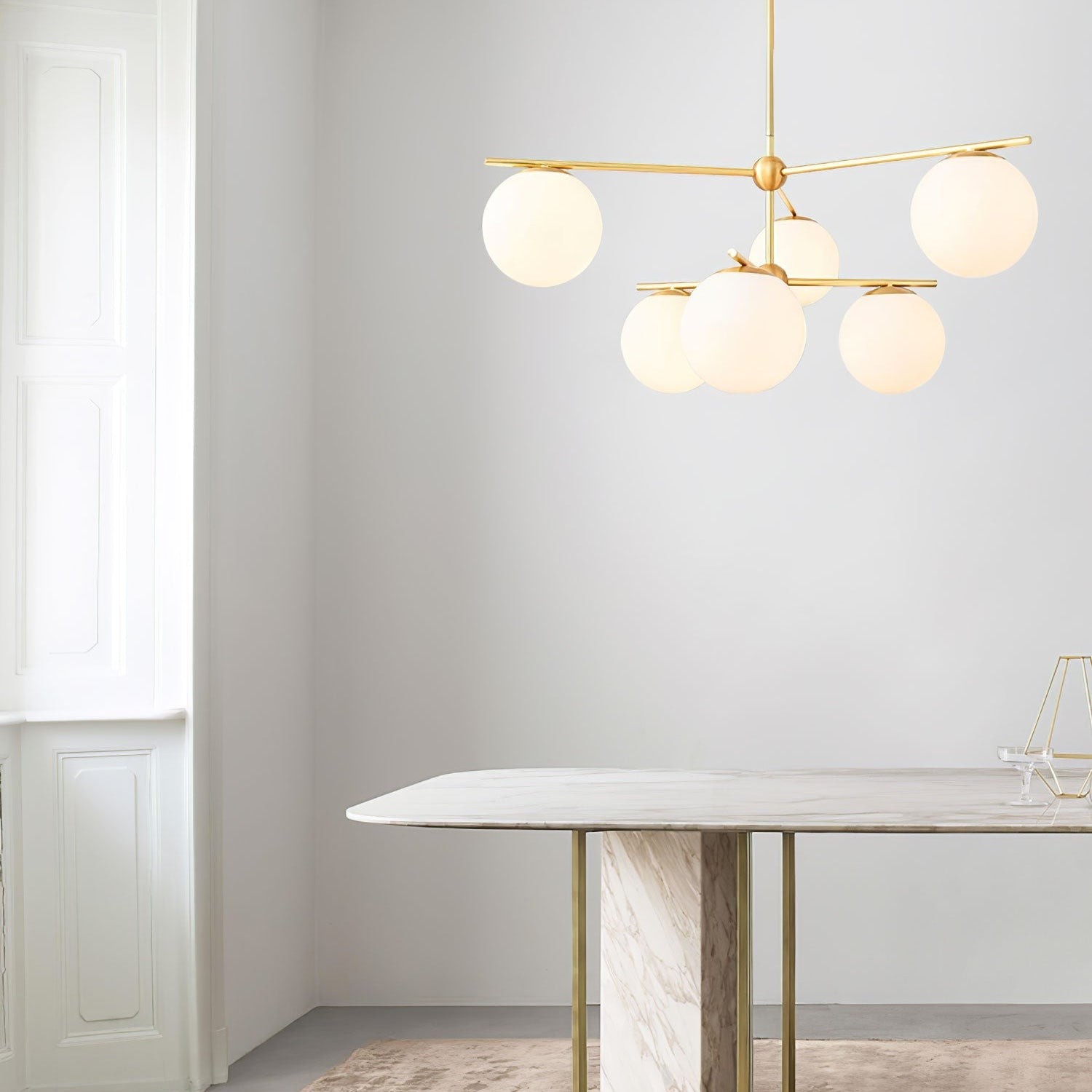 Luxe kroonluchter met bolvormige steel en messing HL1230