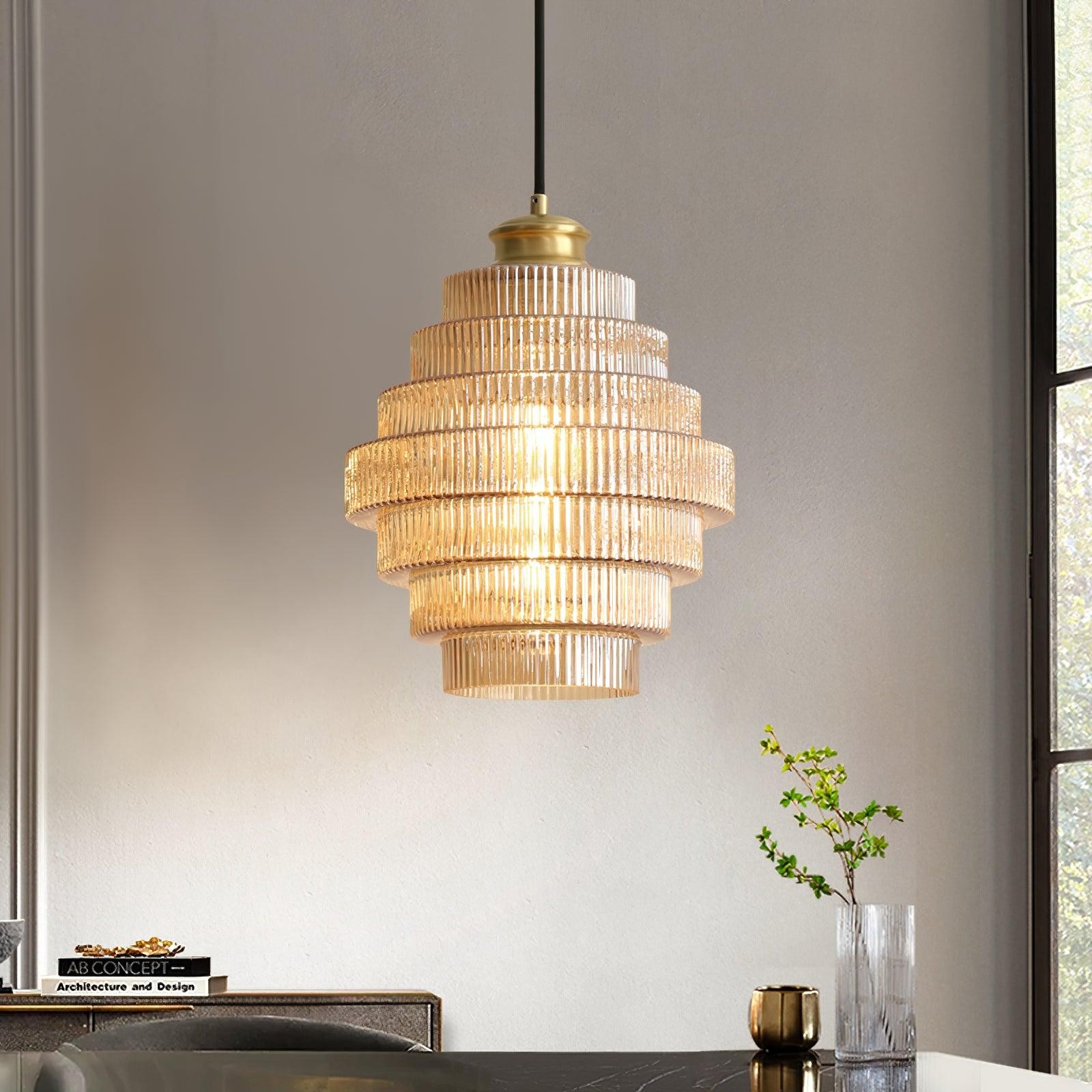 Moderne Creatieve Hanglamp van Geplooid Glas - Flesvormige Hanglamp voor de Eetkamer HL615