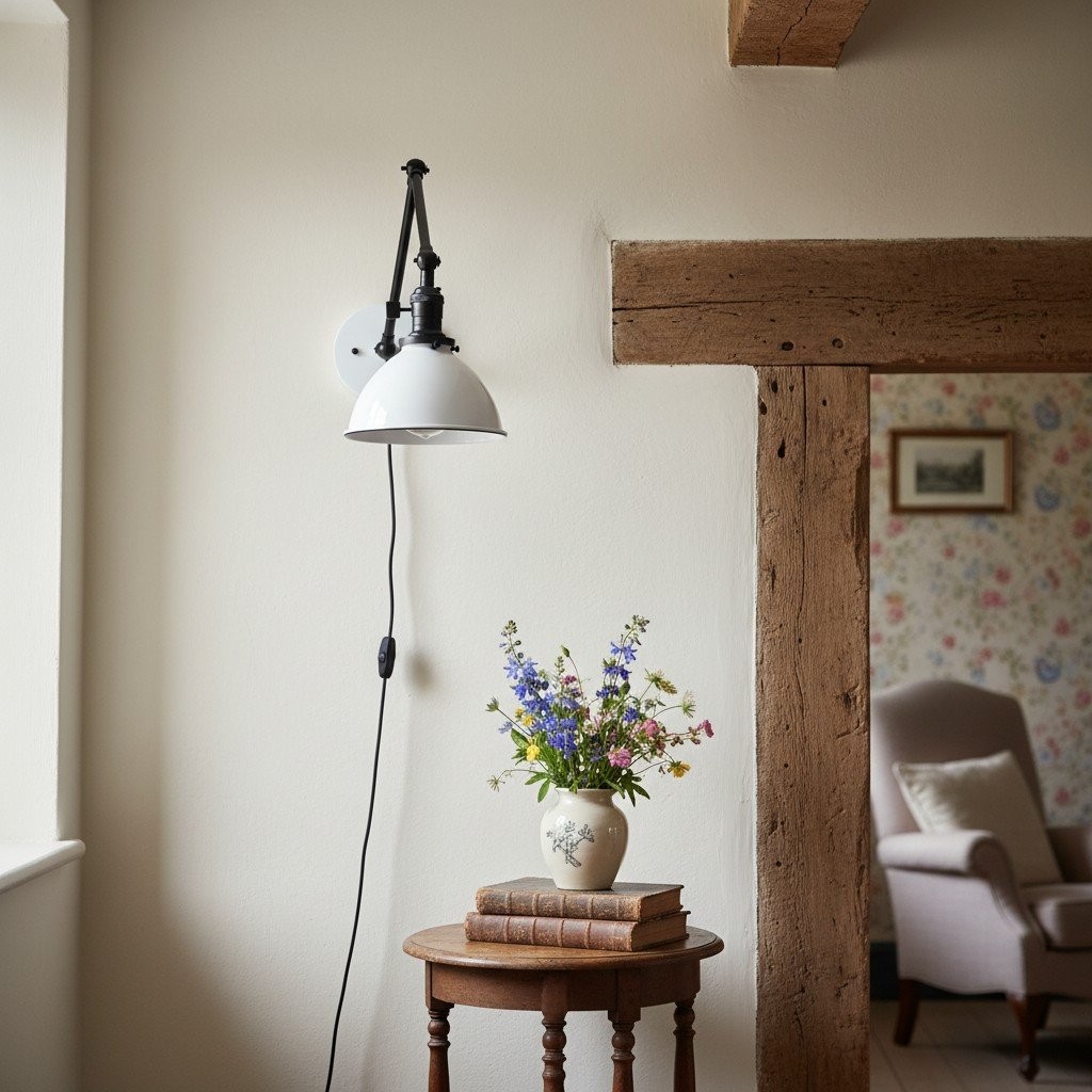 Conique metalen vintage industriële wandlamp met zwenkarm - verstelbare koepelvormige kap voor studie HL1675