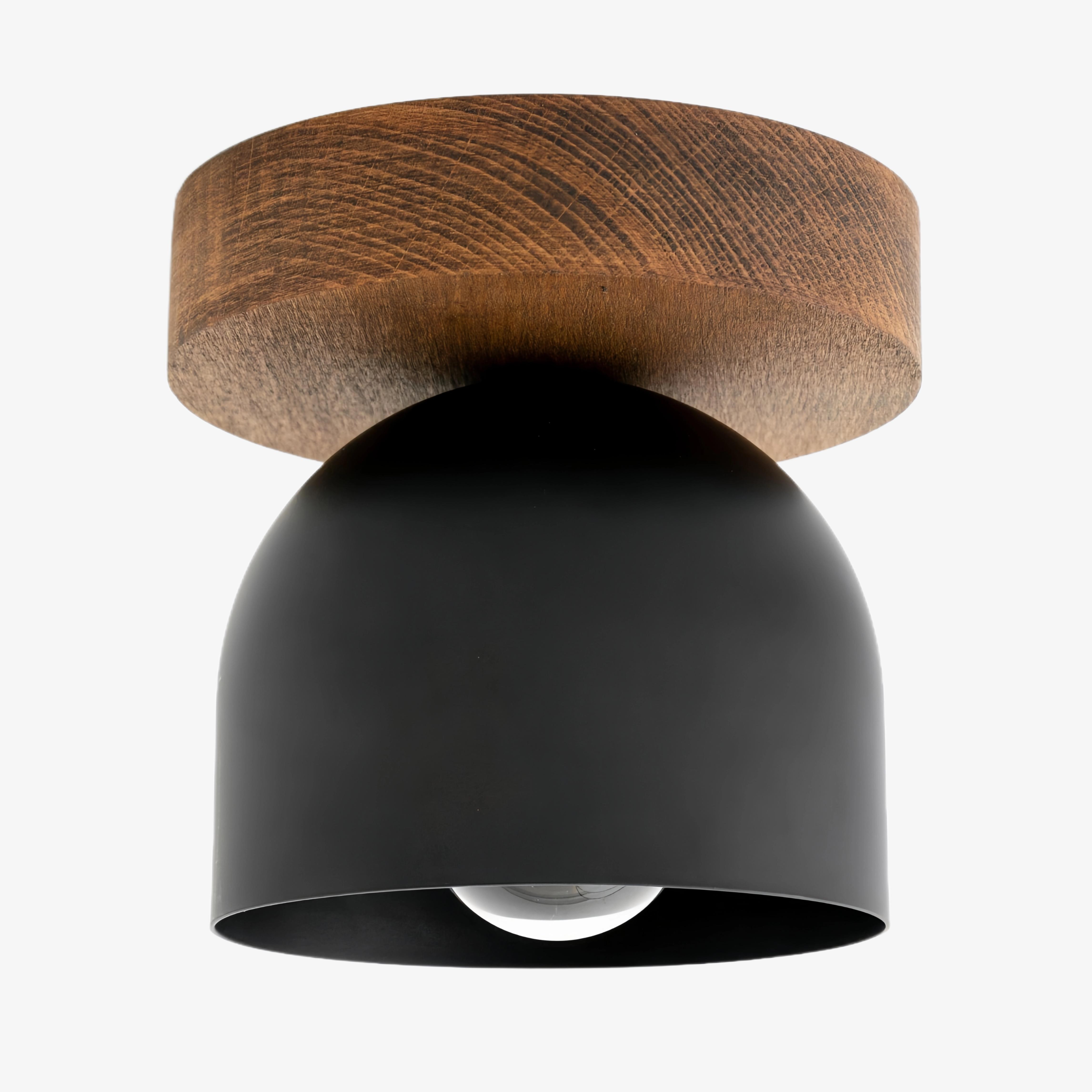Metio Dome moderne rustieke plafondlamp - houten en metalen fusie HL1734