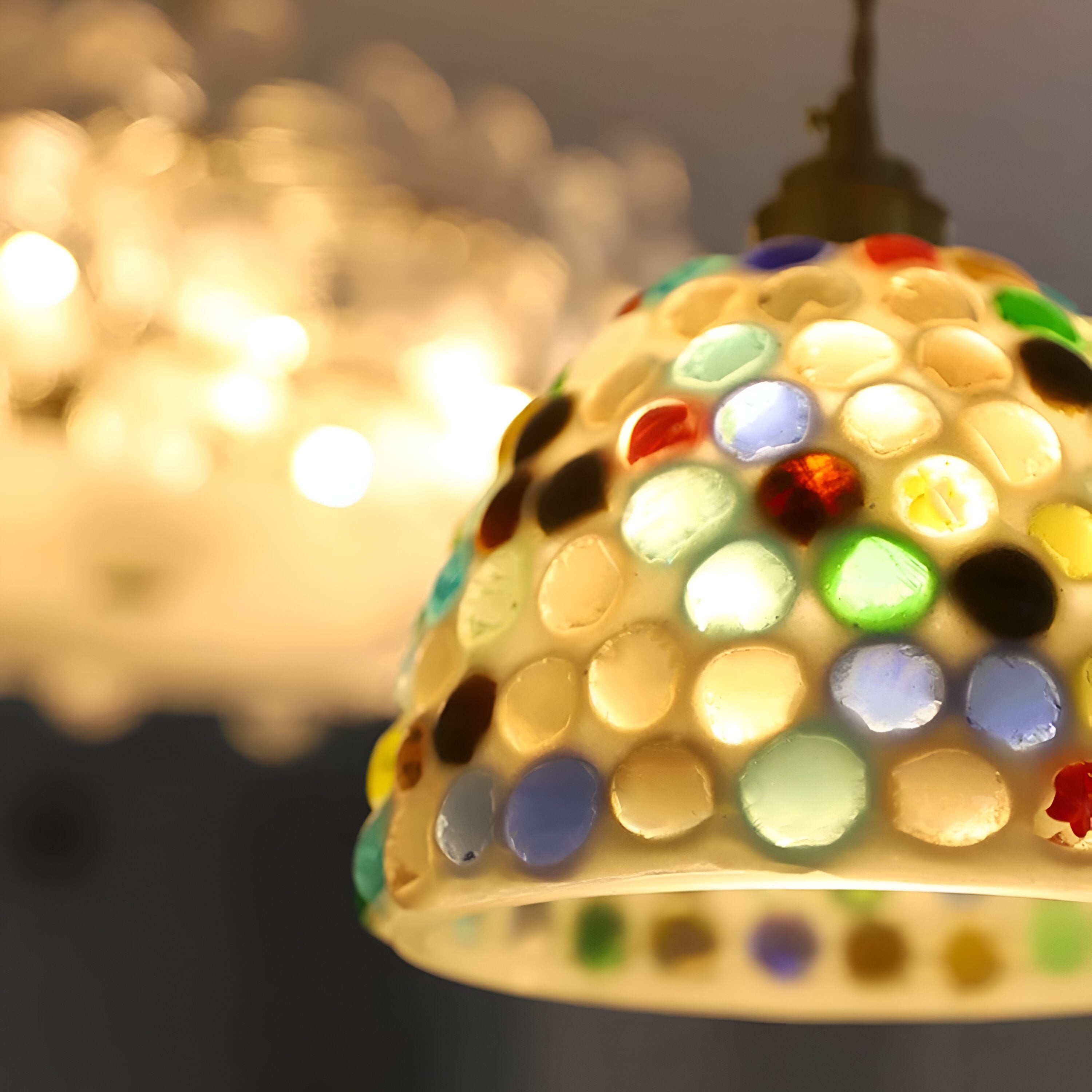 Retro kleurrijke natuurlijke schelp handgemaakte messing hanglamp HL1279