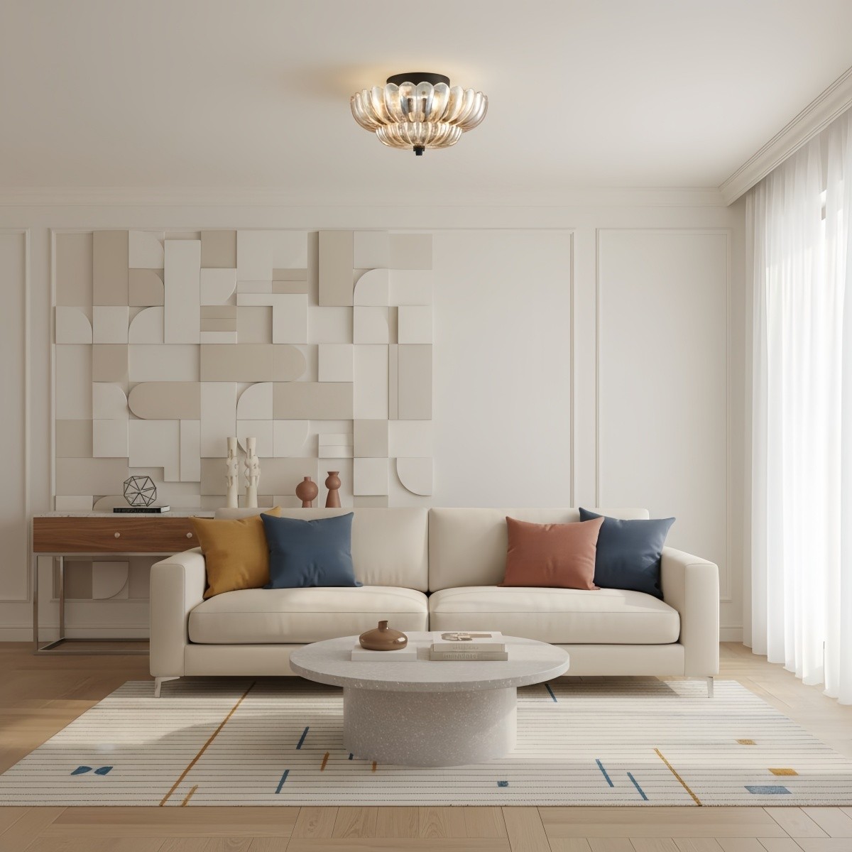 Orilanavo Glazen Plafondlamp met Halfverzonken Montage - Stijlvol Paraplu-ontwerp voor Slaapkamer en Woonkamer HL2421