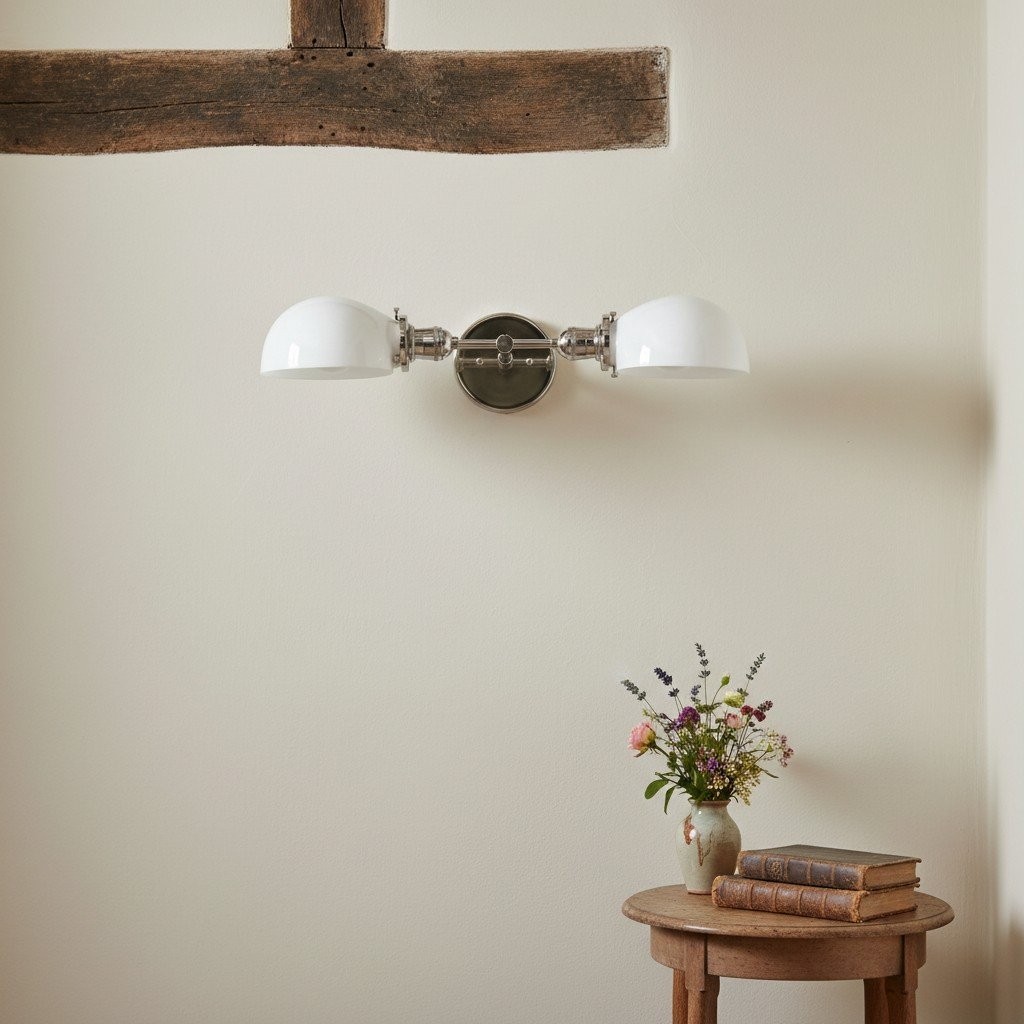 Ornato Luxe Mid-Century Vanity Light - Badkamerarmatuur van messing met opaalglas HL1688