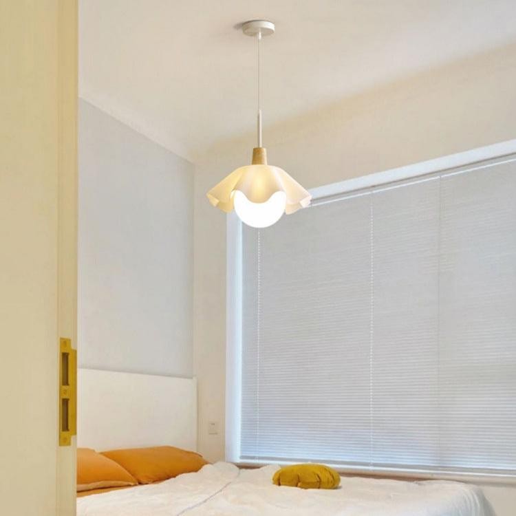Houten hanglamp met bloemen in Scandinavische stijl HL1246