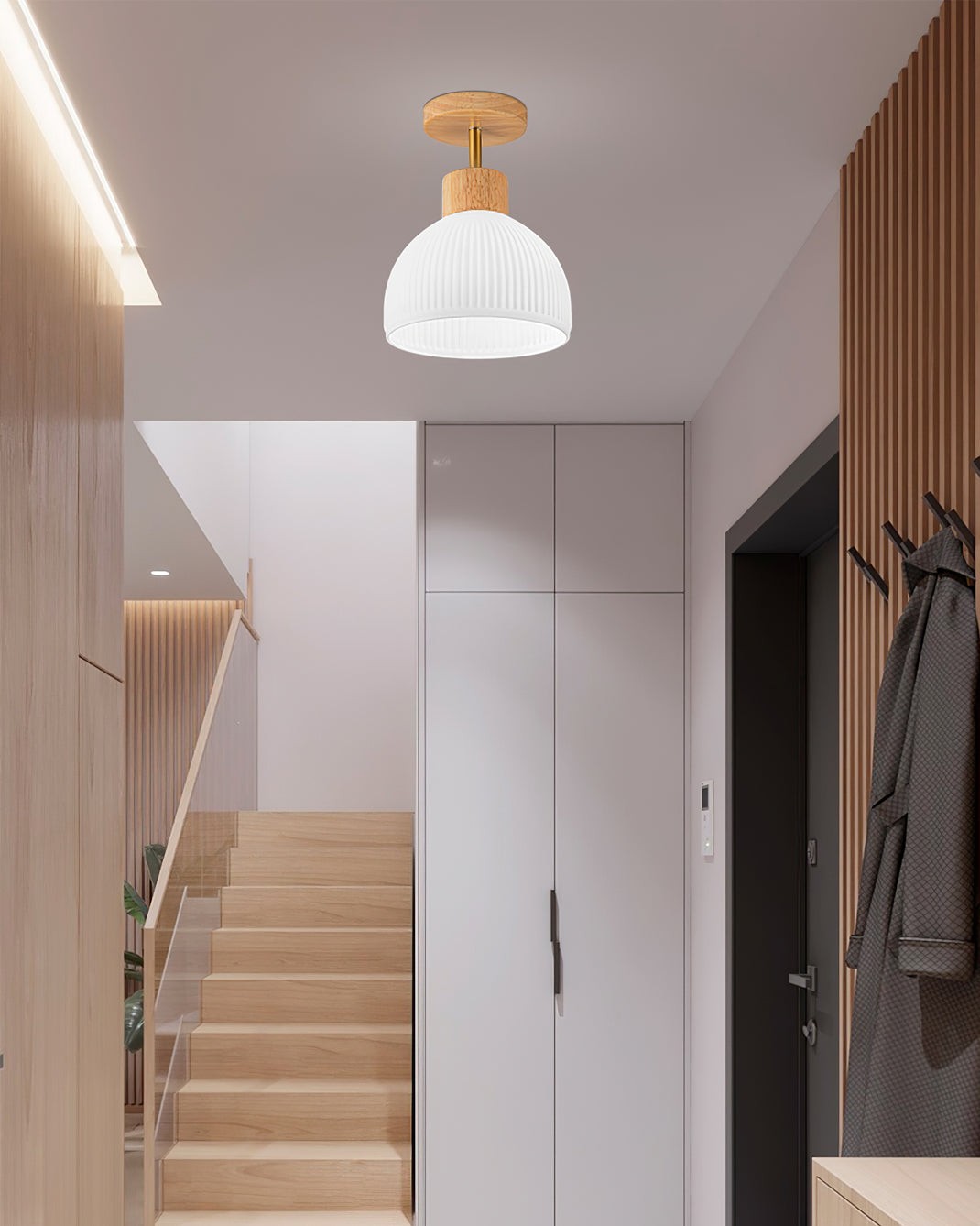 LED-plafondlamp in Scandinavische houtstijl HL387