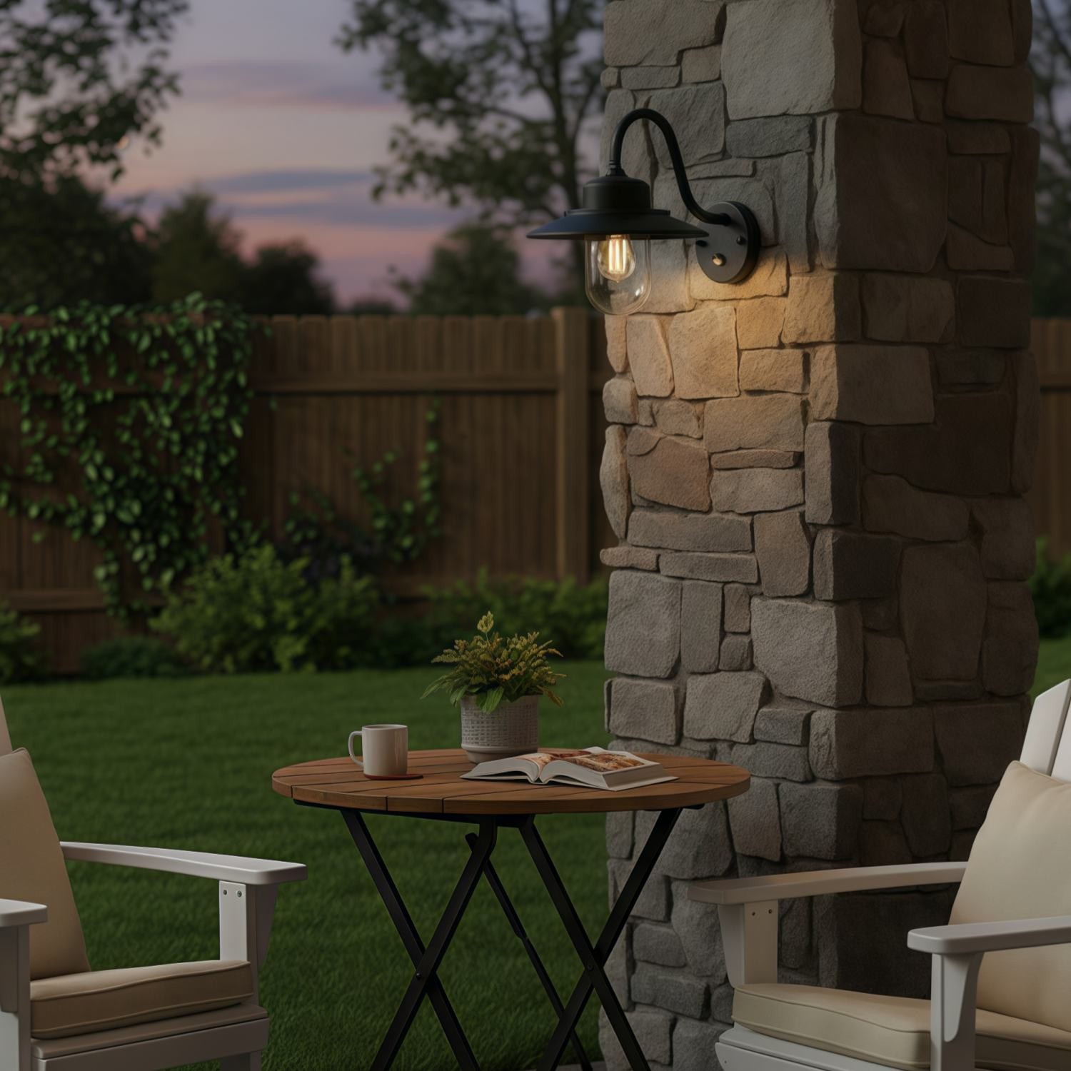 Trevanta wandlamp met gebogen arm - zwart gelakte sensorlamp in lantaarnstijl voor kleine ruimtes HL2094