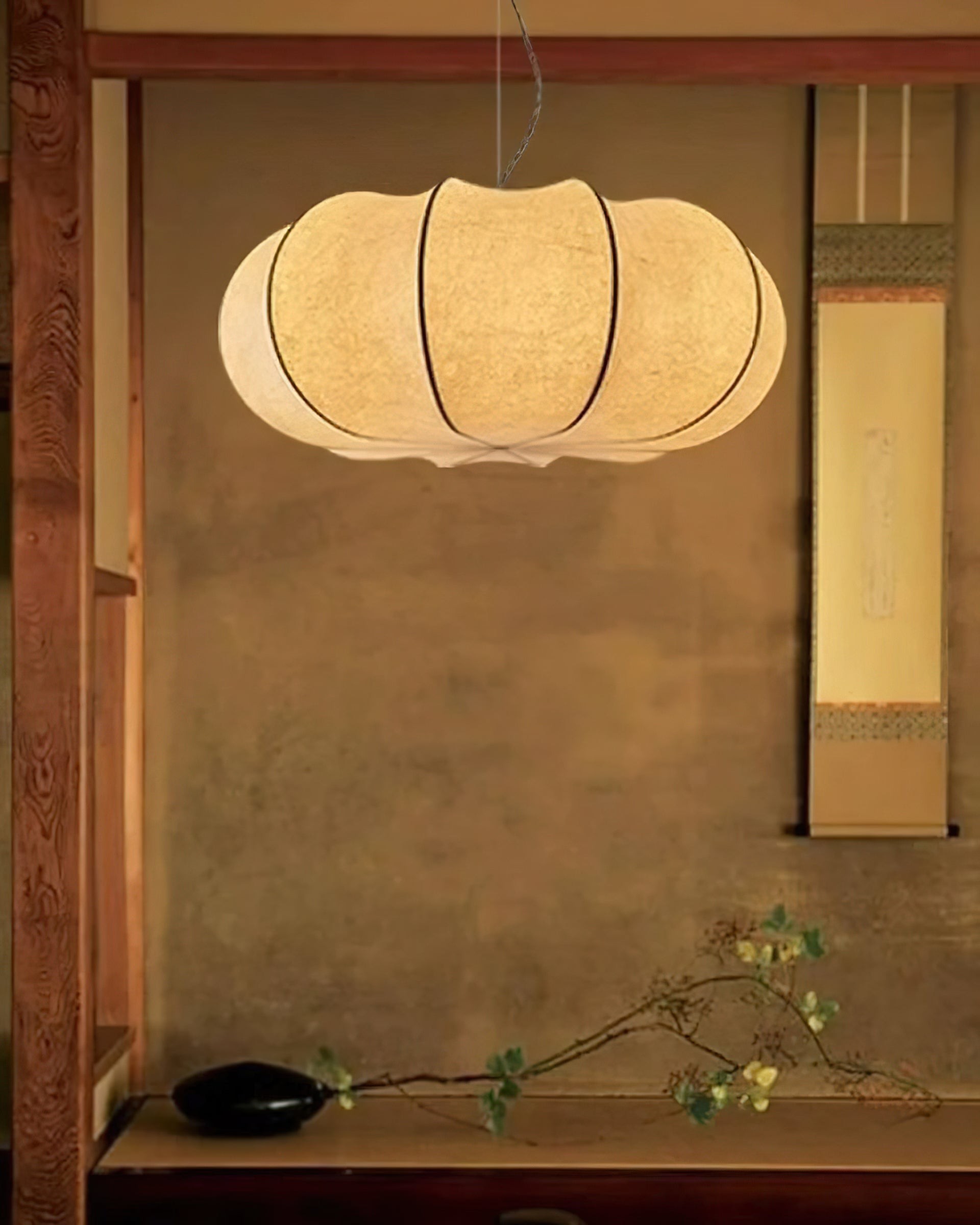 Moderne creatieve platte ronde zijden hanglamp HL660