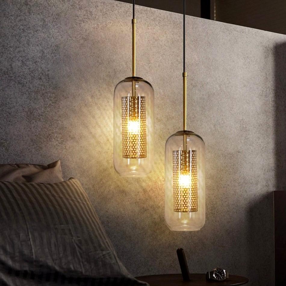 Vintage Glazen Hanglamp Industriele Woonkamer HL41