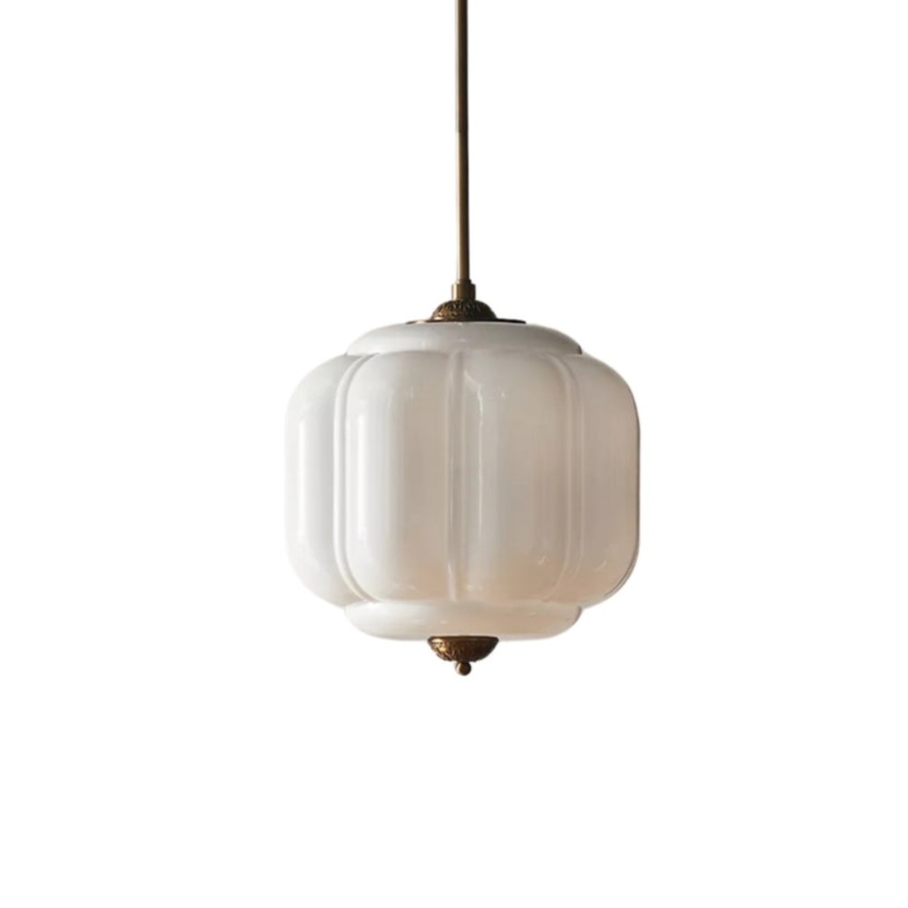 Vintage Eloise Melkglazen Hanglamp - Geribbelde Glazen Plafondkroonluchter HL1091