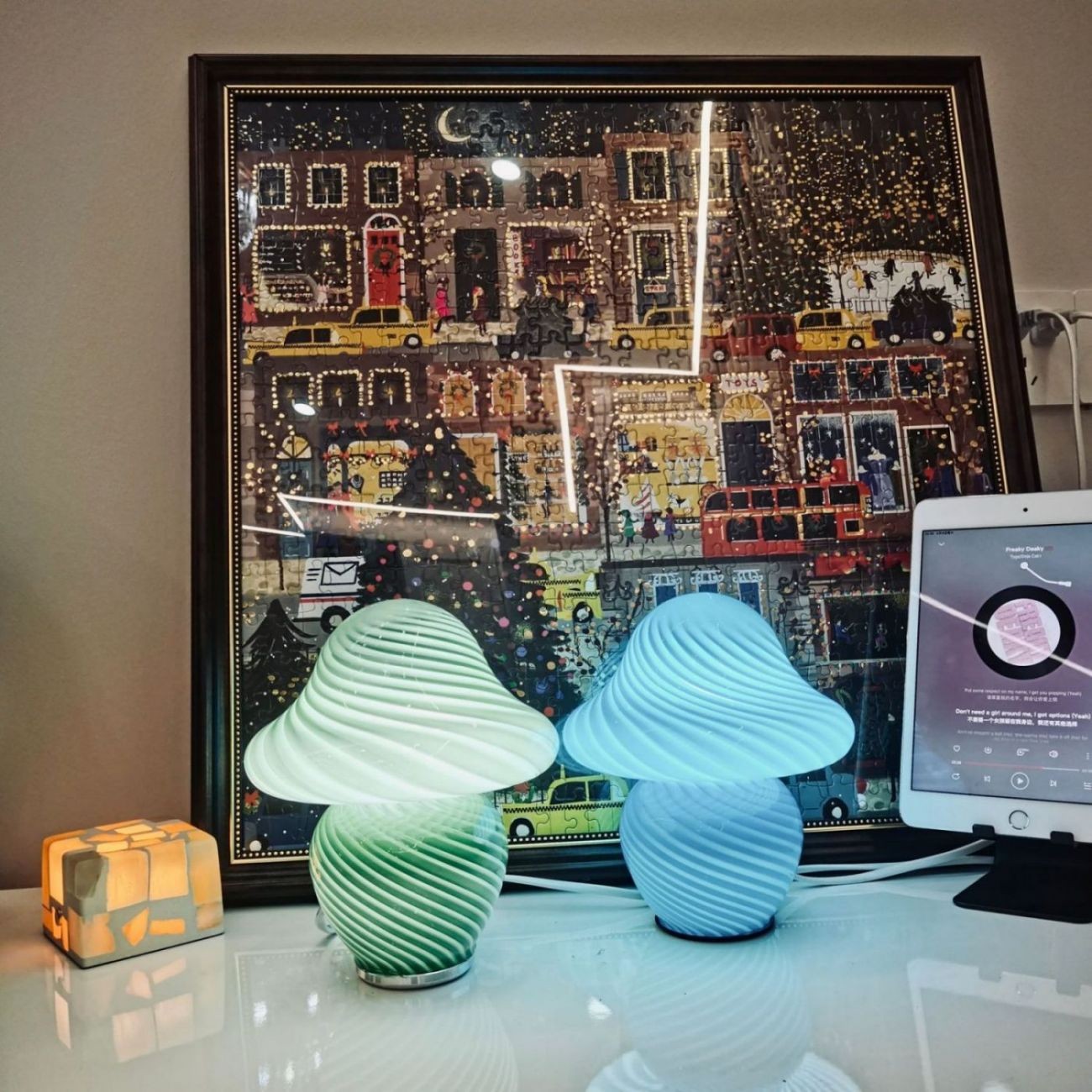 Mushroom LED Nachtlampjes Glazen Tafellamp HL25