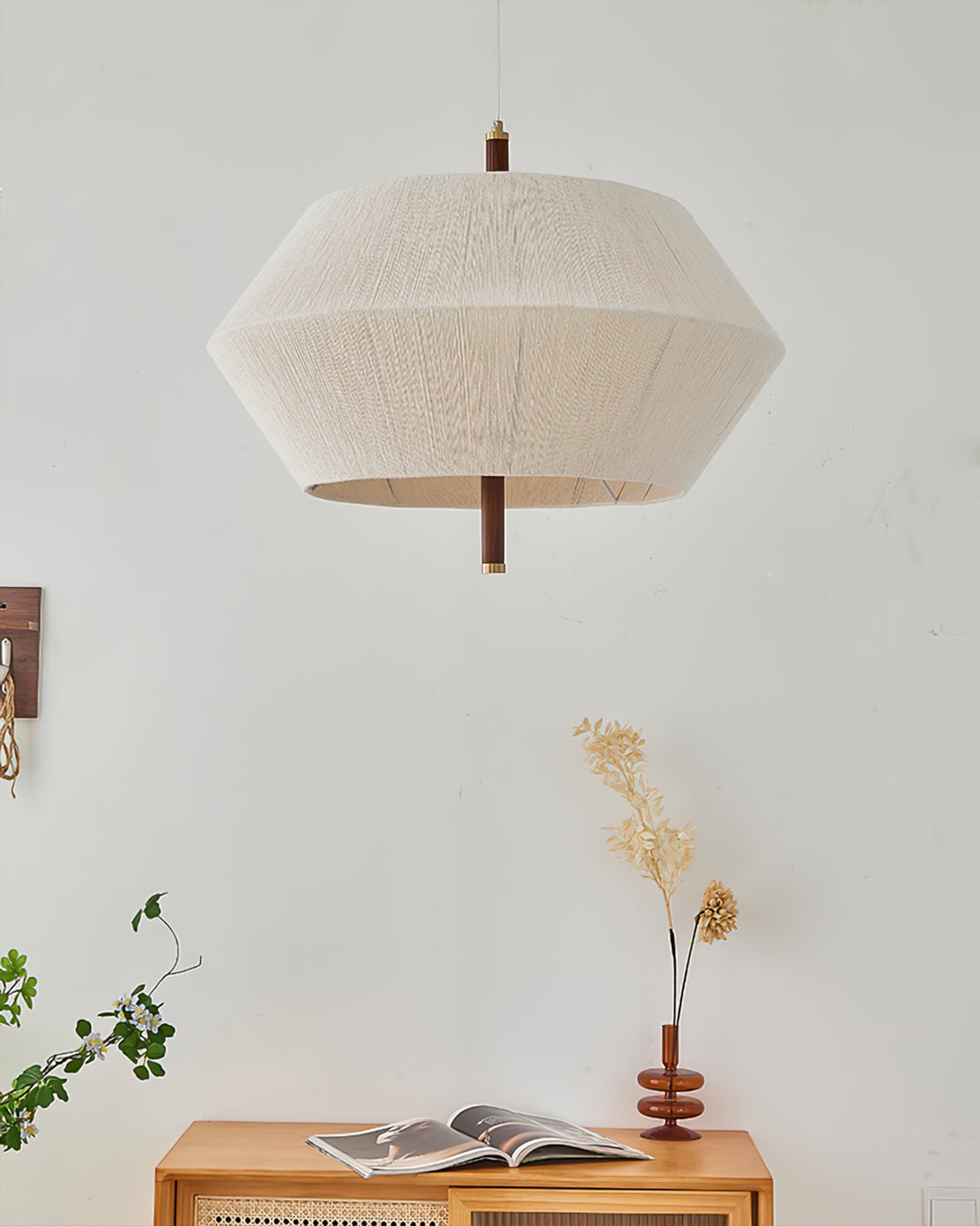 Japanse Wabi-Sabi-stijl geweven stoffen hanglamp HL880