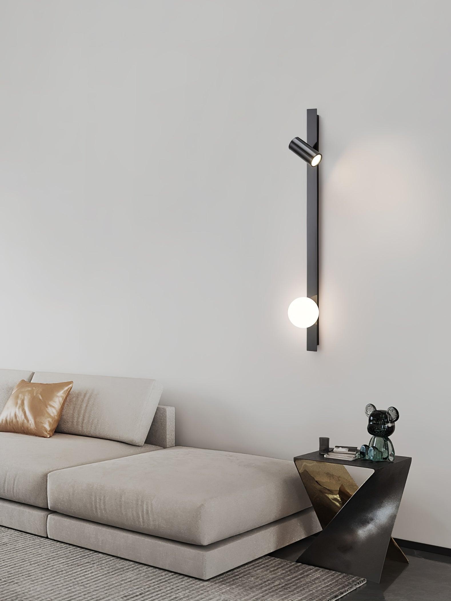 Moderne zwarte lineaire parelarm wandlamp met lange arm HL1122