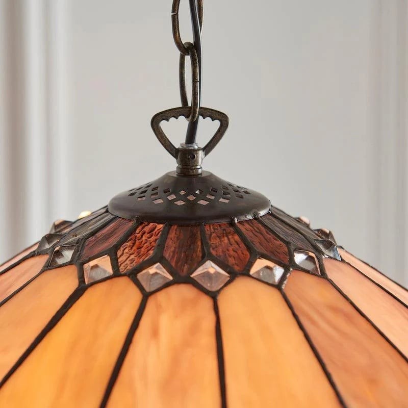 TF Brooklyn Hanglamp - Hanglamp met geometrisch glas-in-lood in art-decostijl voor eetkamers HL2105