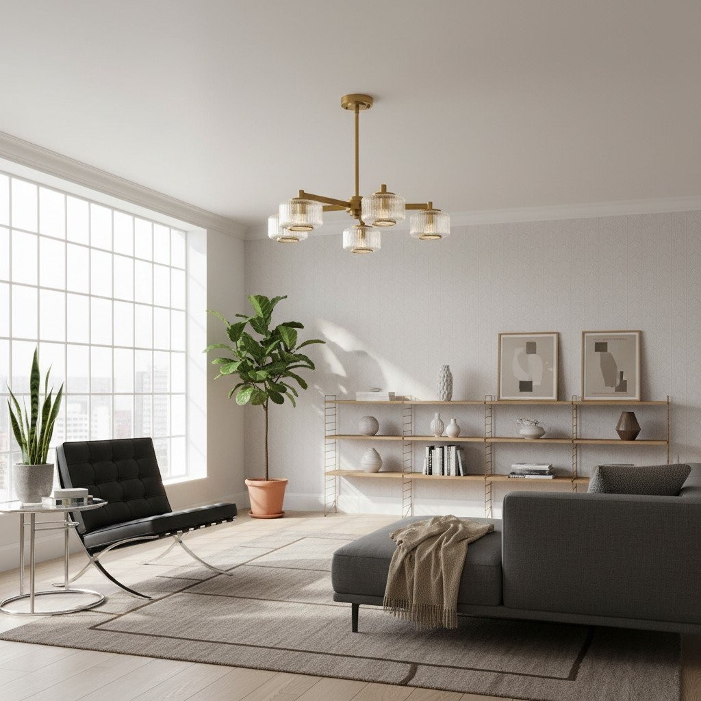 Canovus plafondarmatuur met geribbeld glas - Industriële metalen woonkamerlamp HL2226