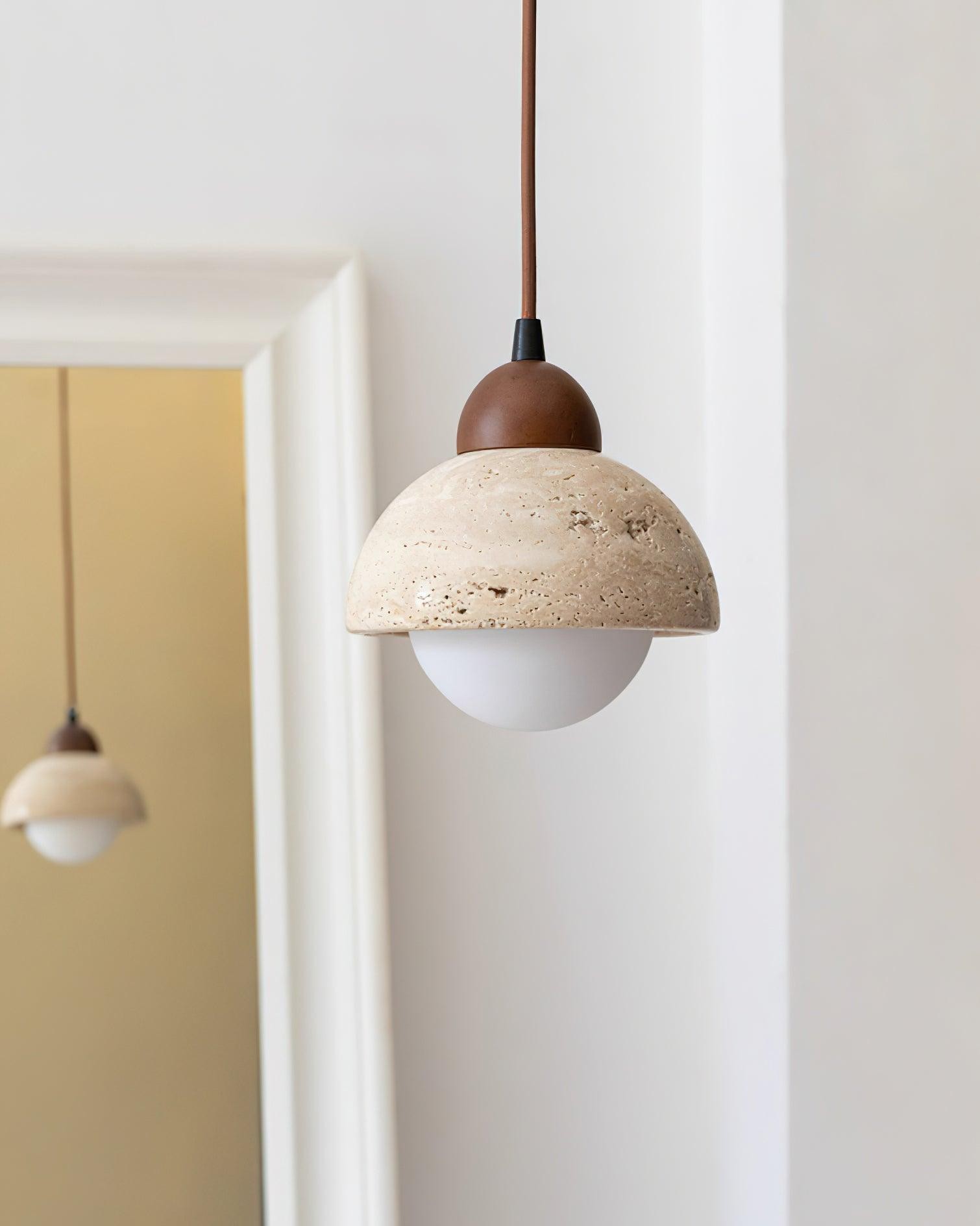 Gele travertijn hanglamp in Wabi-Sabi-stijl HL735