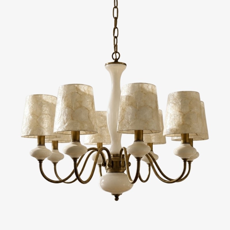 Shellure Retro Kroonluchter met Schelptextuur - Sculpturale Verlichting voor een Kustwoning HL3533