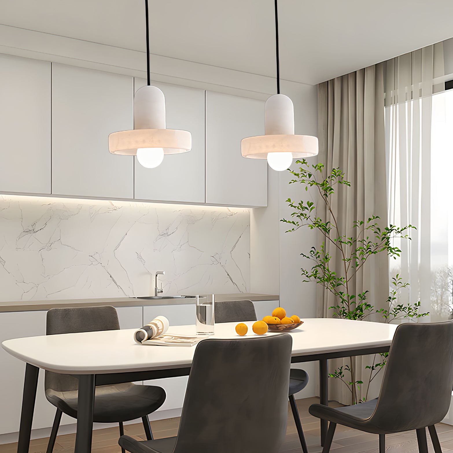 Elegante creatieve witte albasten hanglamp HL993