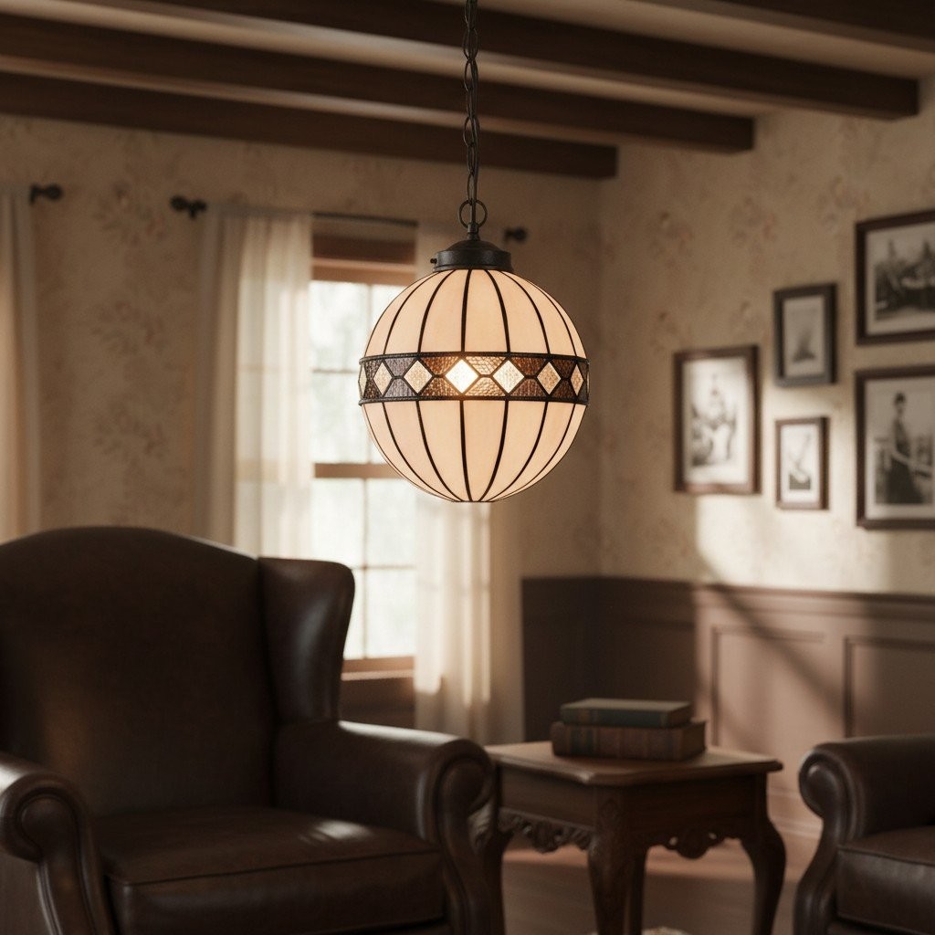 TF Fargo Tiffany-stijl bolvormige hanglamp - Handgemaakte kunstglazen bollamp voor keukeneiland HL2233