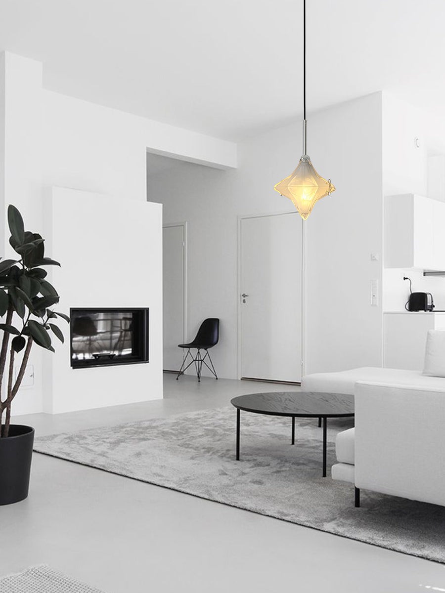 Art Deco Astris Elara Star hanglamp - hanglamp van matglas met geometrische stijl HL1792