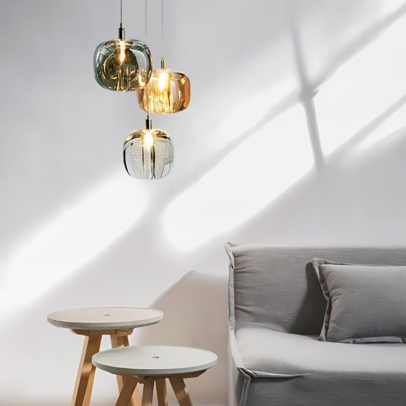 Cubie kroonluchter rookglas bol hanglamp voor kookeiland
