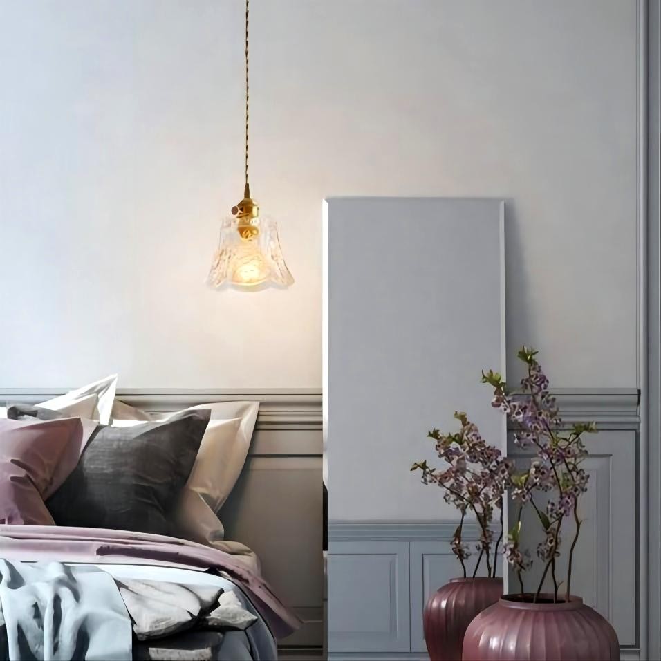 Antiek helder geribbeld glas Slaapkamer keuken hanglamp HL48