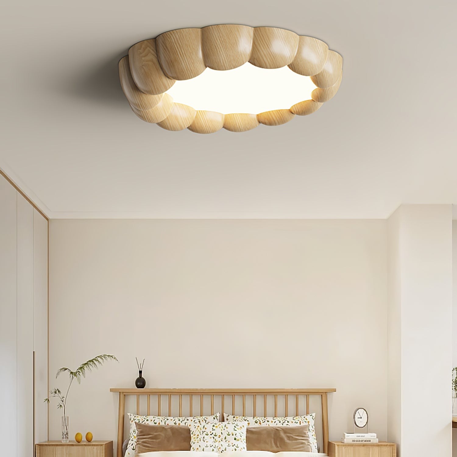 Plafondlamp met imitatiehouten rimpel HL441