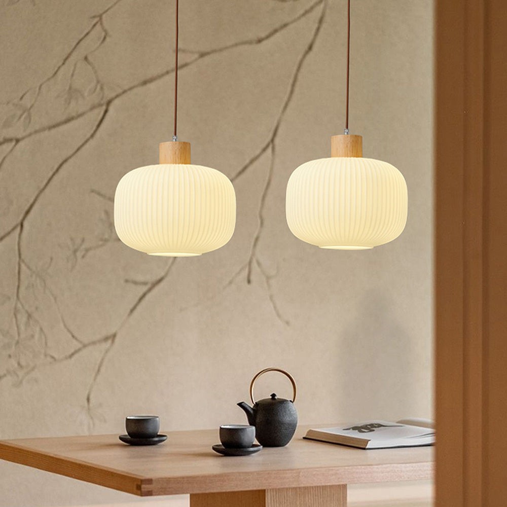 Nordic witte lantaarnachtige glazen hanglamp HL666