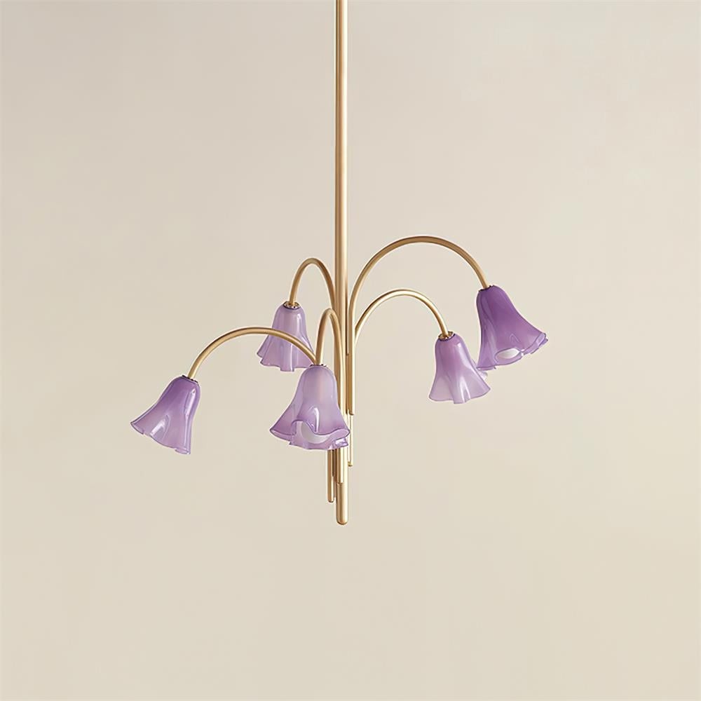 Bellina moderne romantische kroonluchter - botanisch lelie-ontwerp met glazen bloemen HL1642