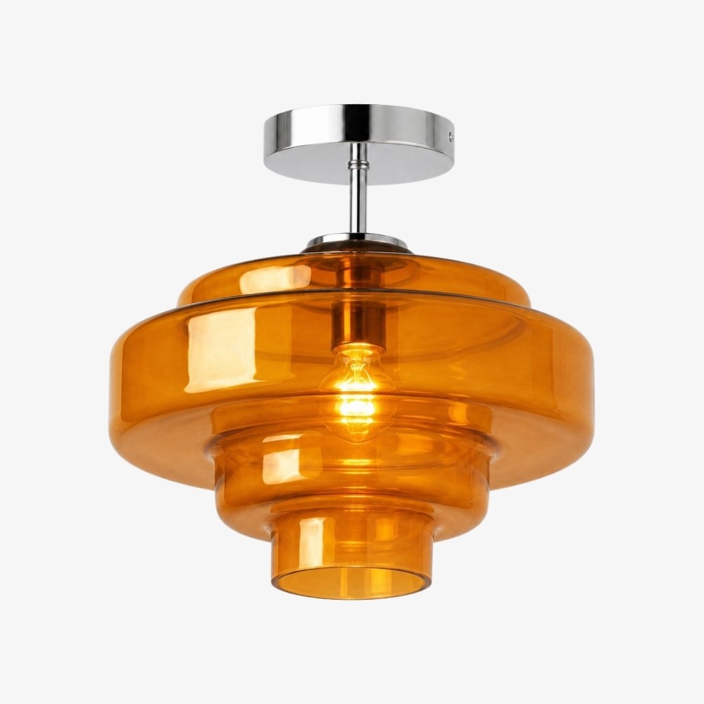 Koloro glazen plafondlamp - gelaagde, afgeronde lampenkap voor hal of garderobe HL3581