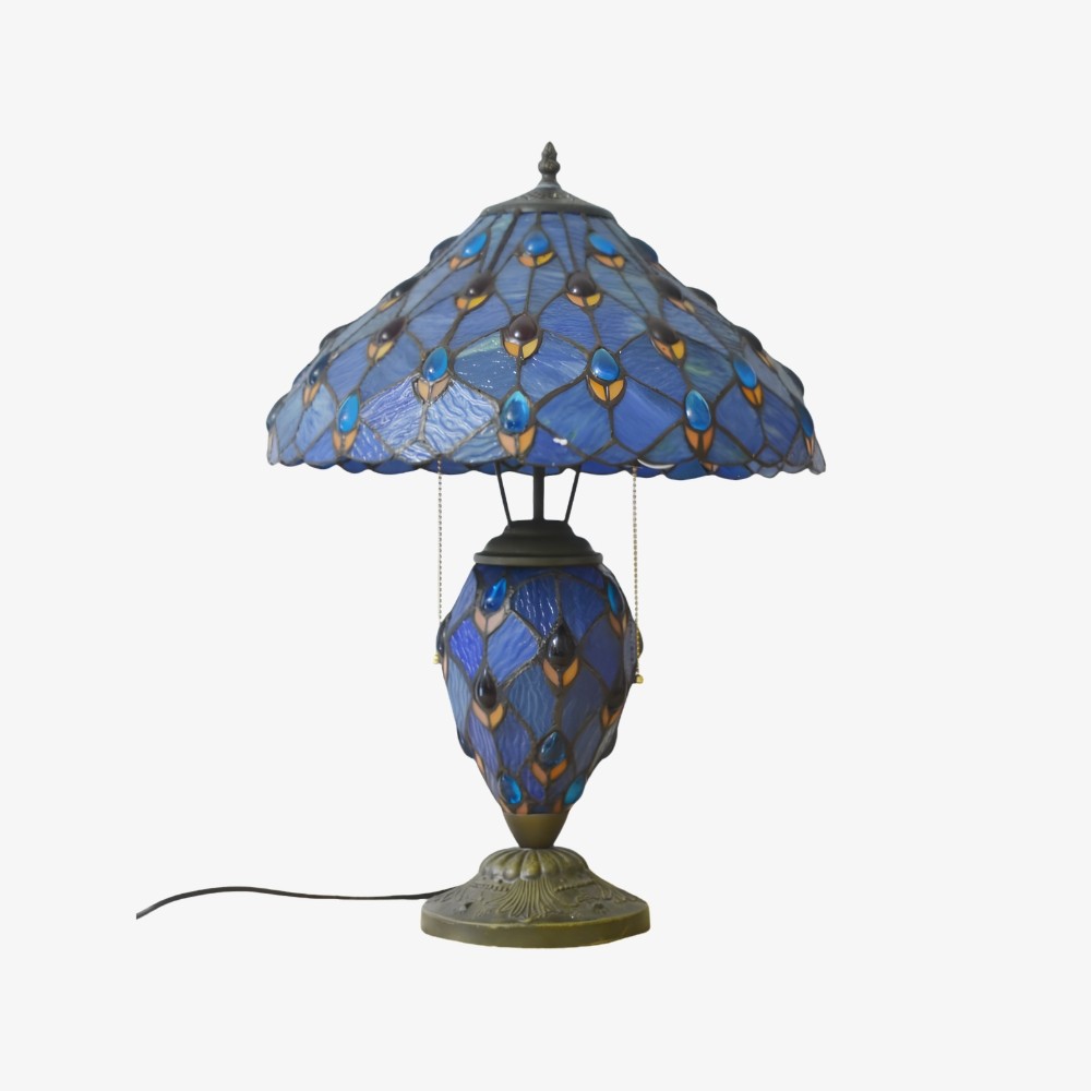 TF Tivanny Art Deco tafellamp met glas-in-lood - Vintage stijl voor slaapkamer of woonkamer HL3566
