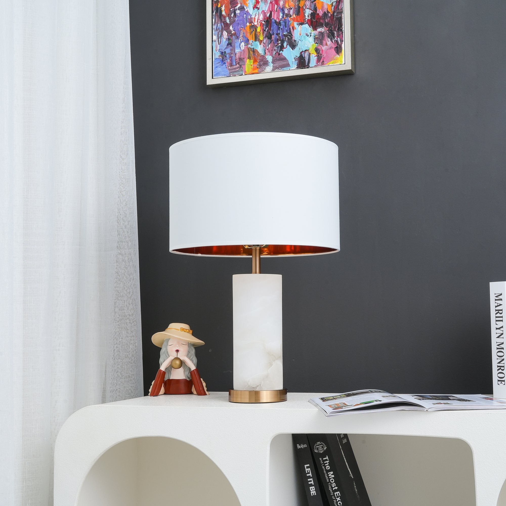 Postmoderne lichte luxe albasten tafellamp HL602