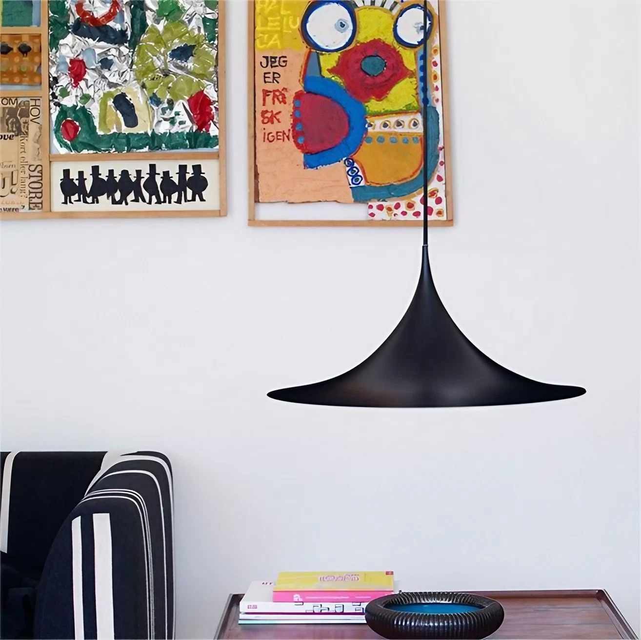 Mid Century Moderne Hoor Metalen Hanglamp