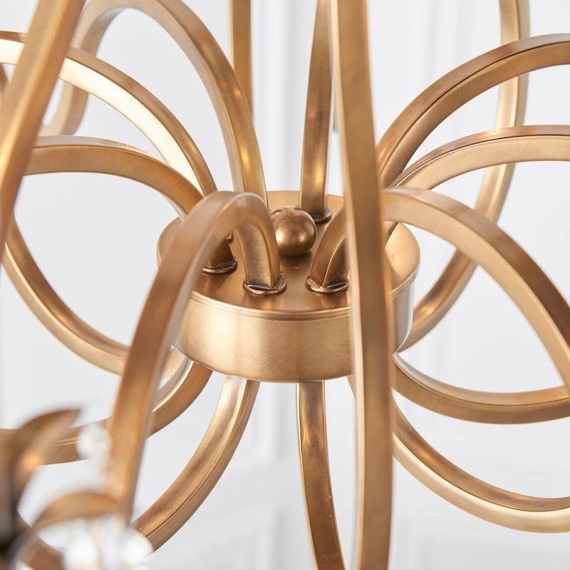 Talonis kroonluchter met meerdere lampen en stoffen armatuur - elegante gebogen metalen armen voor eet- en woonkamer HL2127