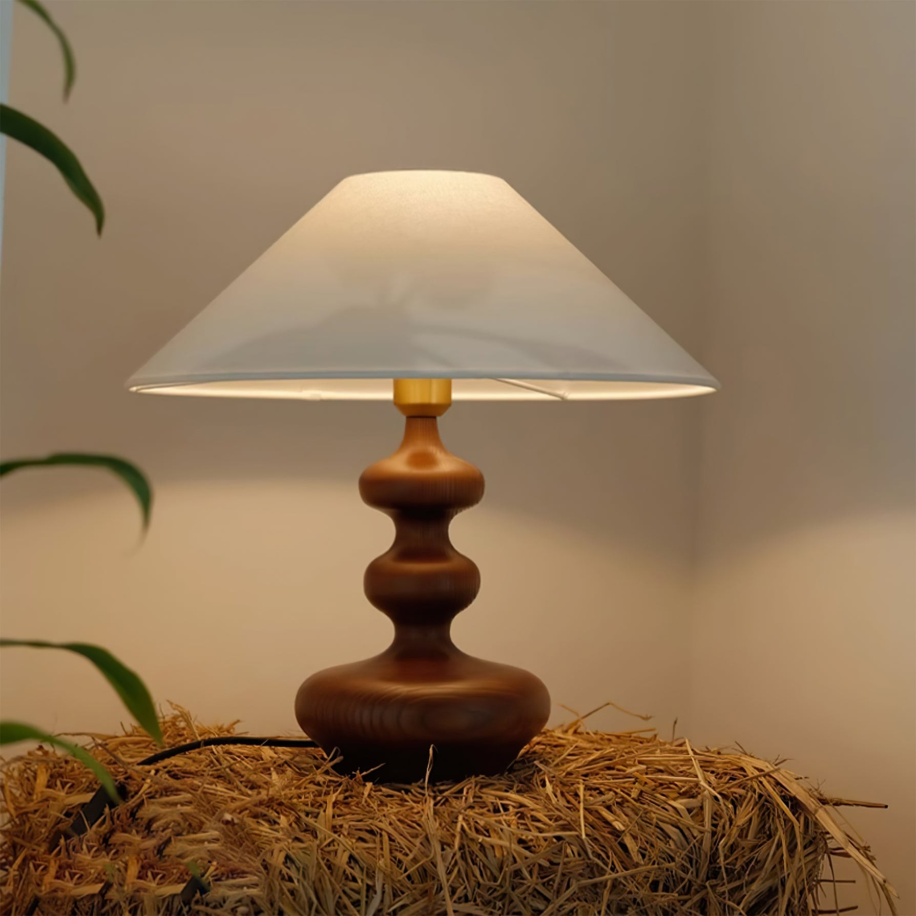 Nordic Retro Massief Houten Tafellamp HL472