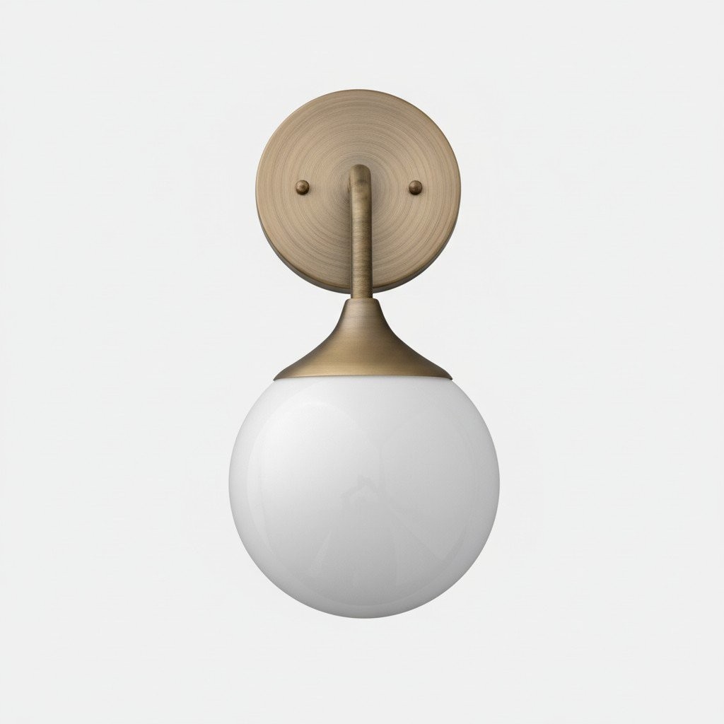 Glorica Glazen Wandlamp - Gematteerde Bolvormige Lamp met Messing Armatuur HL1757