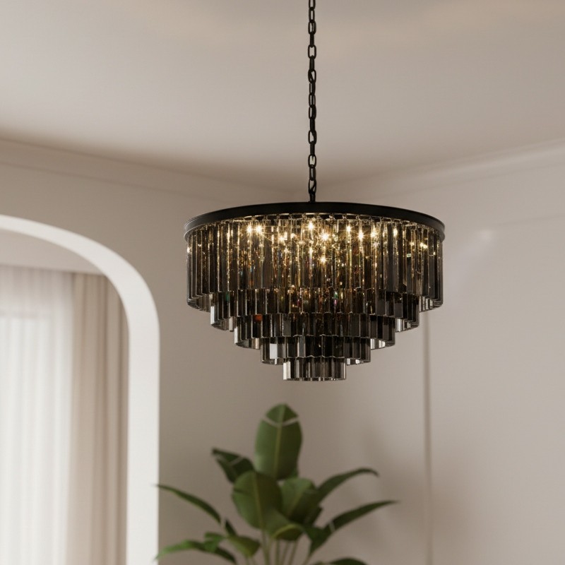 Aurevon Crystal Prism Modern Plafondkroonluchter met Metalen Frame voor Thuis en Hotel HL2298