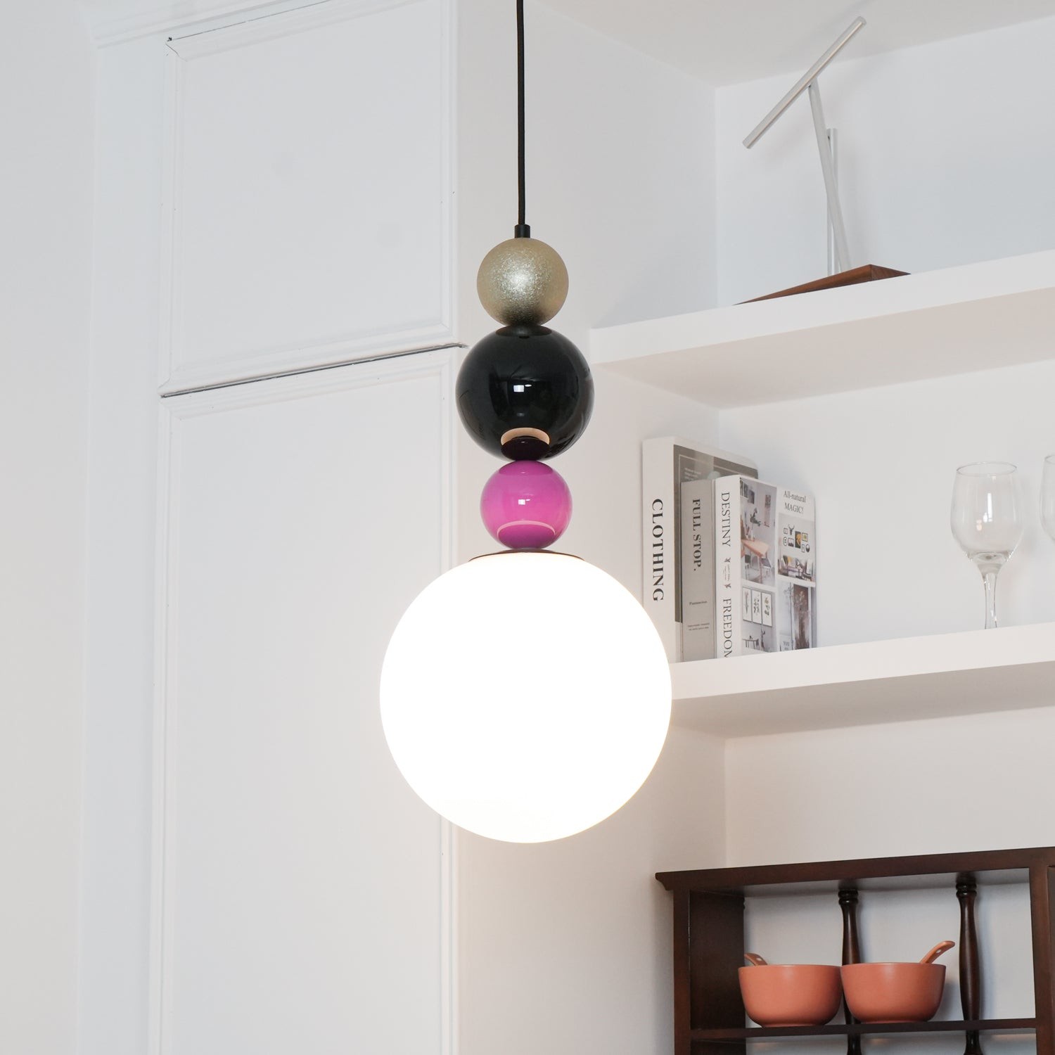 Ronde ballen stapelbare roze hanglamp HL761