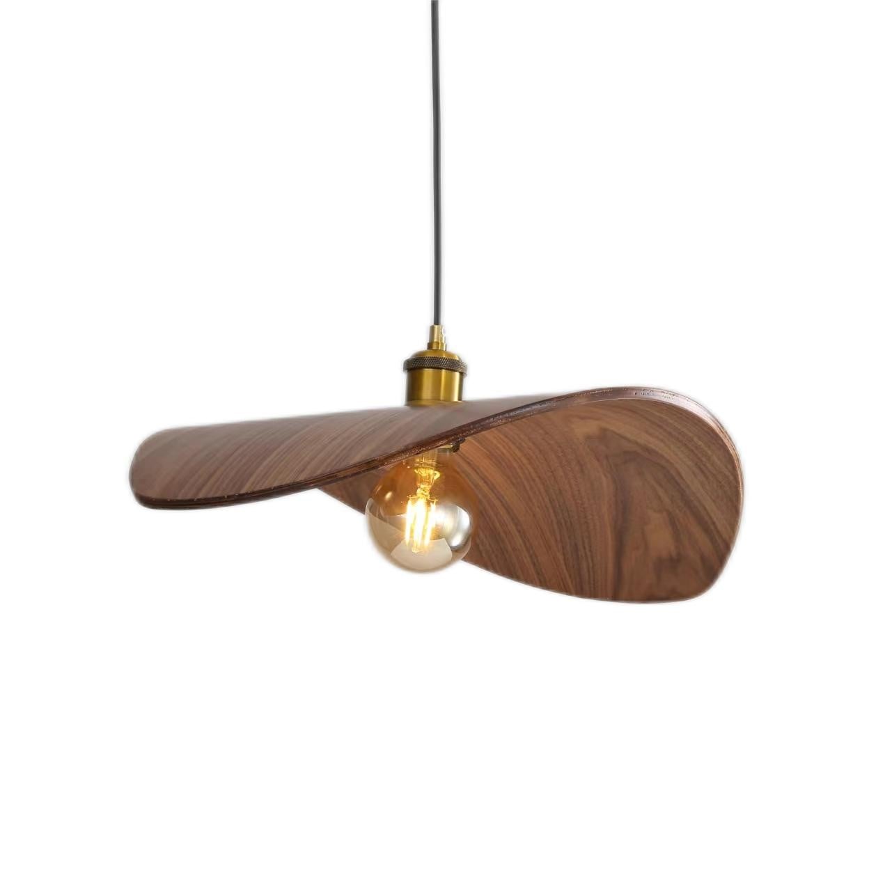 Curve houten hanglamp met vliegend blad HL132