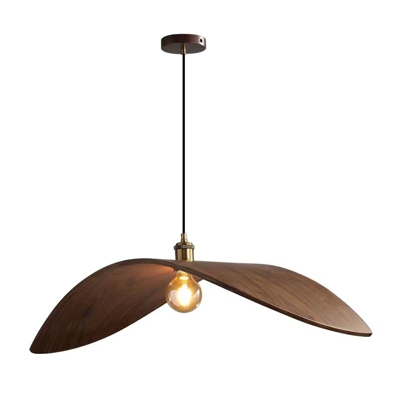 Curve houten hanglamp met vliegend blad HL132